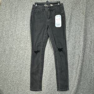 Seven7 Womens Jeans Size 4 Black Distressed Tummyless High‎ Rise Skinny Stretchy